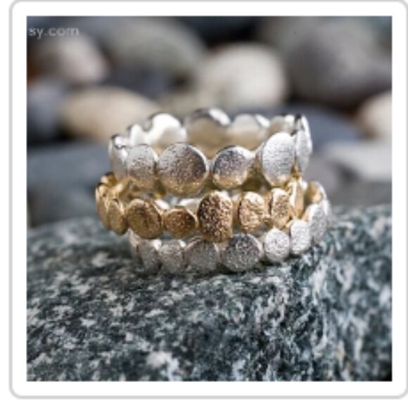 River Rock Coral Stacking Rings - vermeil, silver Size 6 - Picture 2 of 10